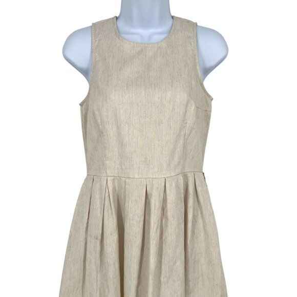 Gap Linen Blend Sleeveless A-Line Dress Size 0 Beige Yellow Colorblock - Picture 2 of 9